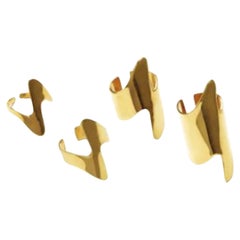 Ensemble de 4 bagues à ailettes en or 24K