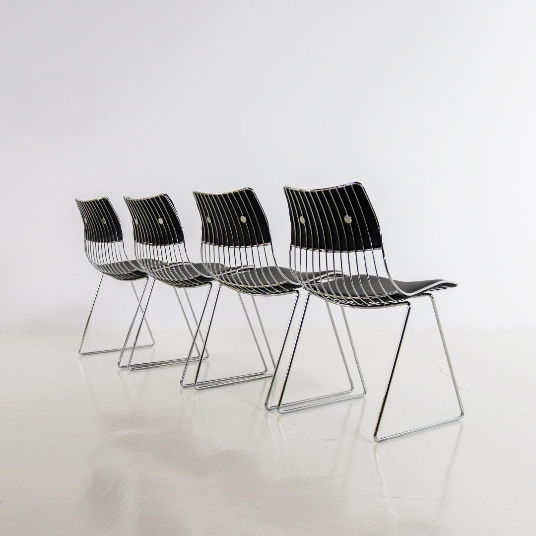 Mid-Century Modern Set of 4 Wire Dining Chairs by Rudi Verelst for Novalux 1970s