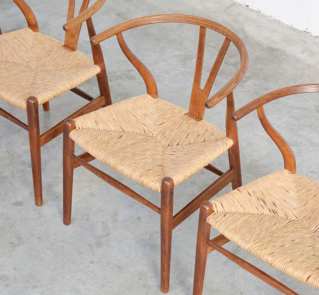 Danish Set of Four Wishbone Chairs by Hans J. Wegner for Carl Hansen