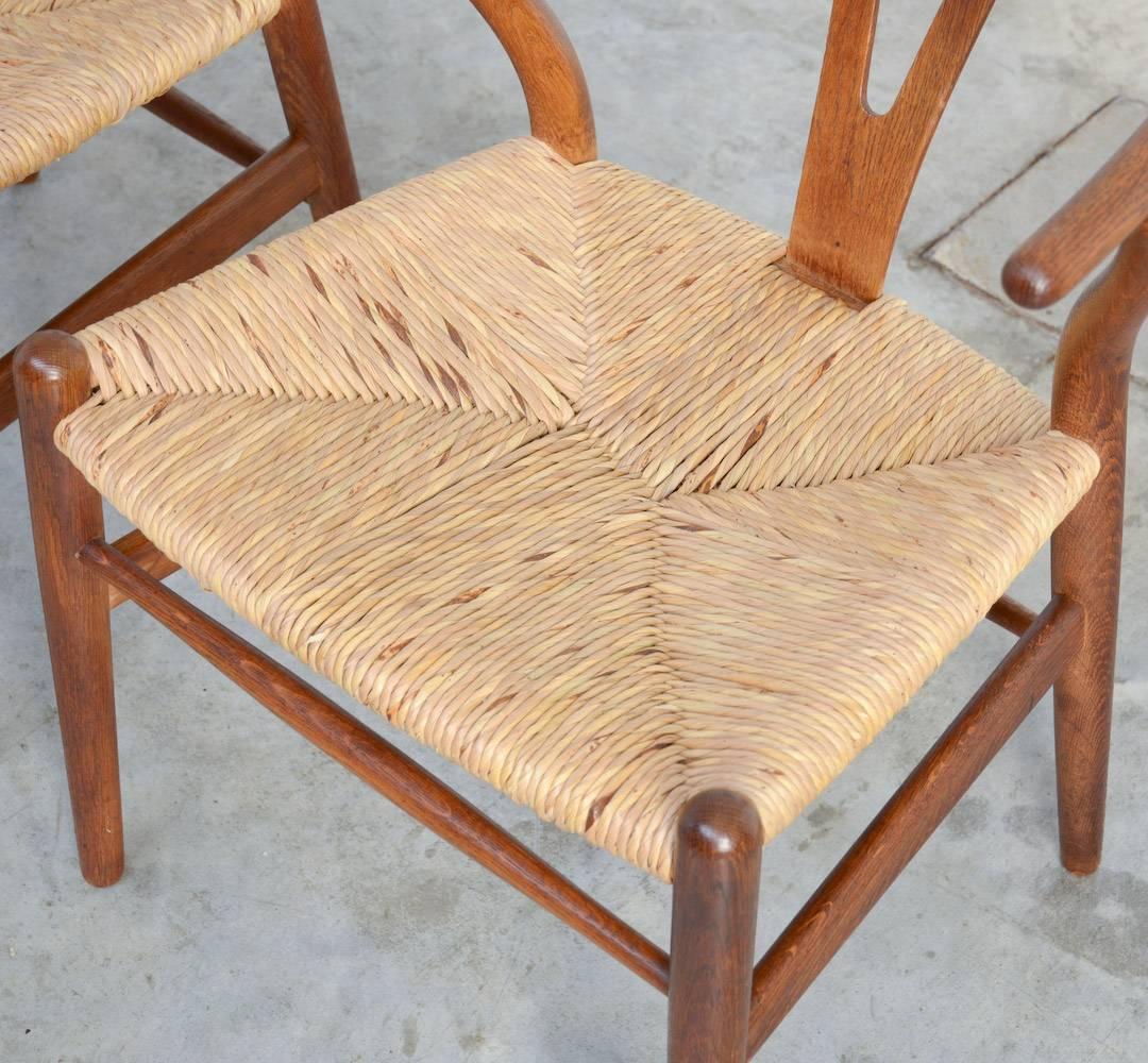 Hand-Woven Set of Four Wishbone Chairs by Hans J. Wegner for Carl Hansen