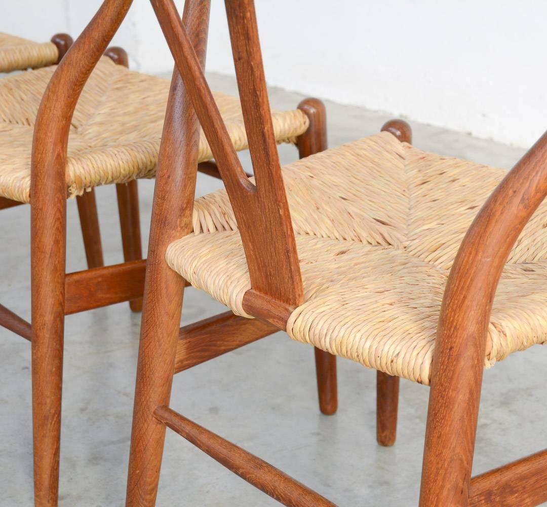 20th Century Set of Four Wishbone Chairs by Hans J. Wegner for Carl Hansen