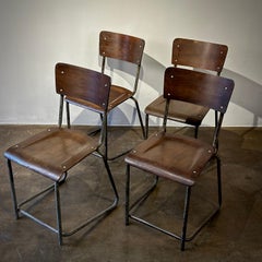 Set of 4 Wood and Metal Dining Chairs from 1930s England