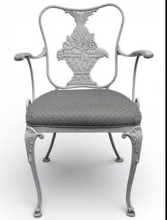 Set of 4 Woodard Heavy Painted Iron Armchairs. Lovely Old Patina.