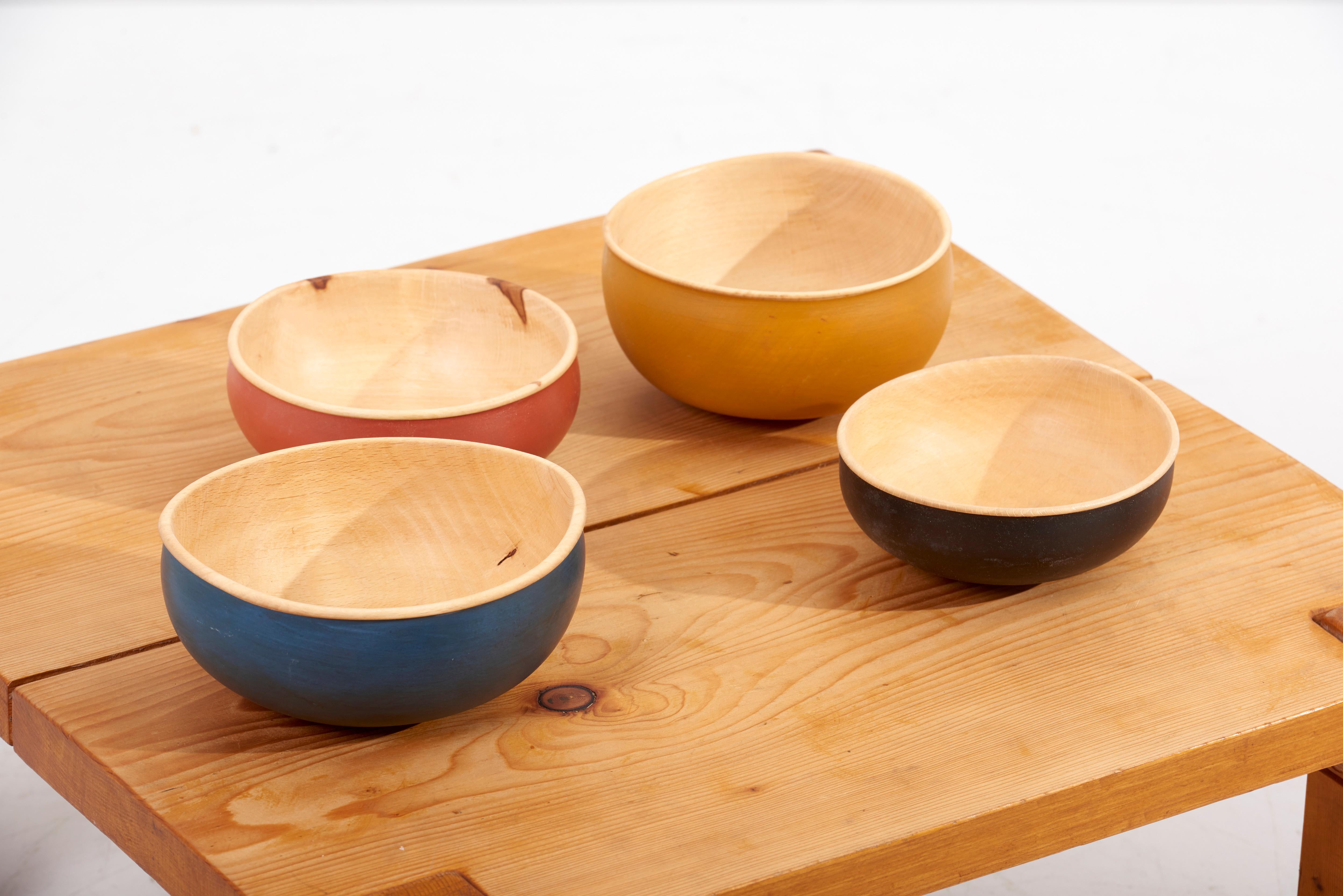 Arts and Crafts Set of 4 Wooden Bowls by Fabian Fischer, Germany, 2020