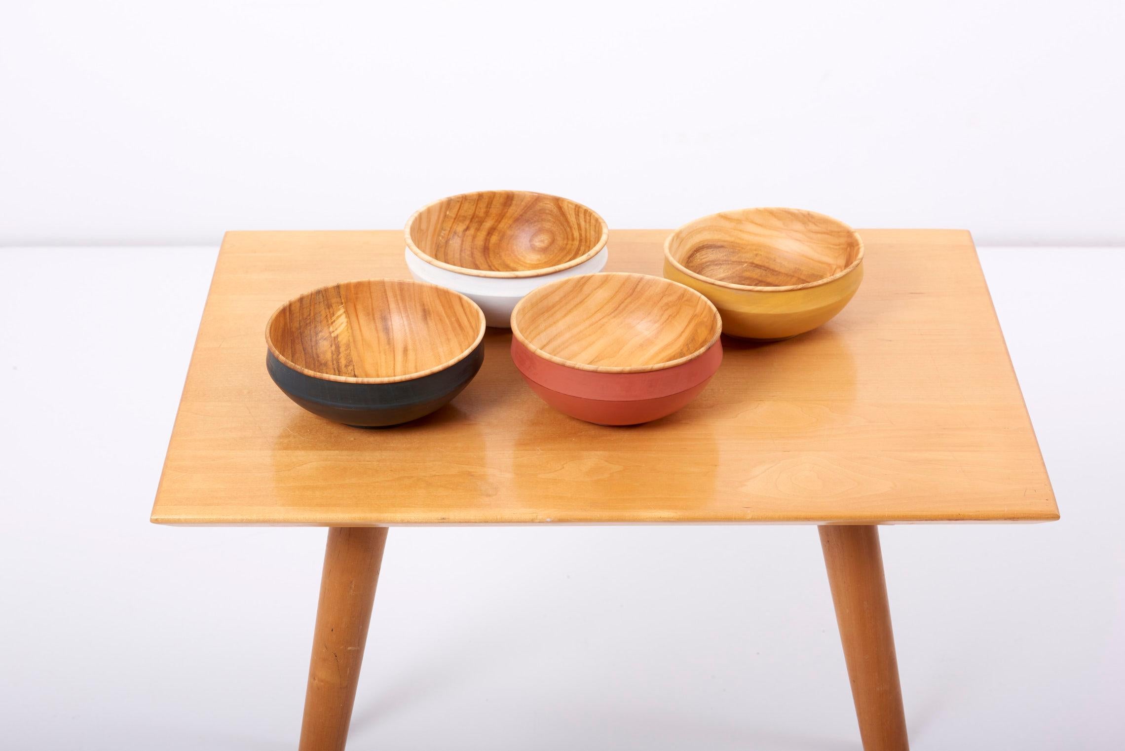 Painted Set of 4 Wooden Bowls by Fabian Fischer, Germany, 2020 For Sale