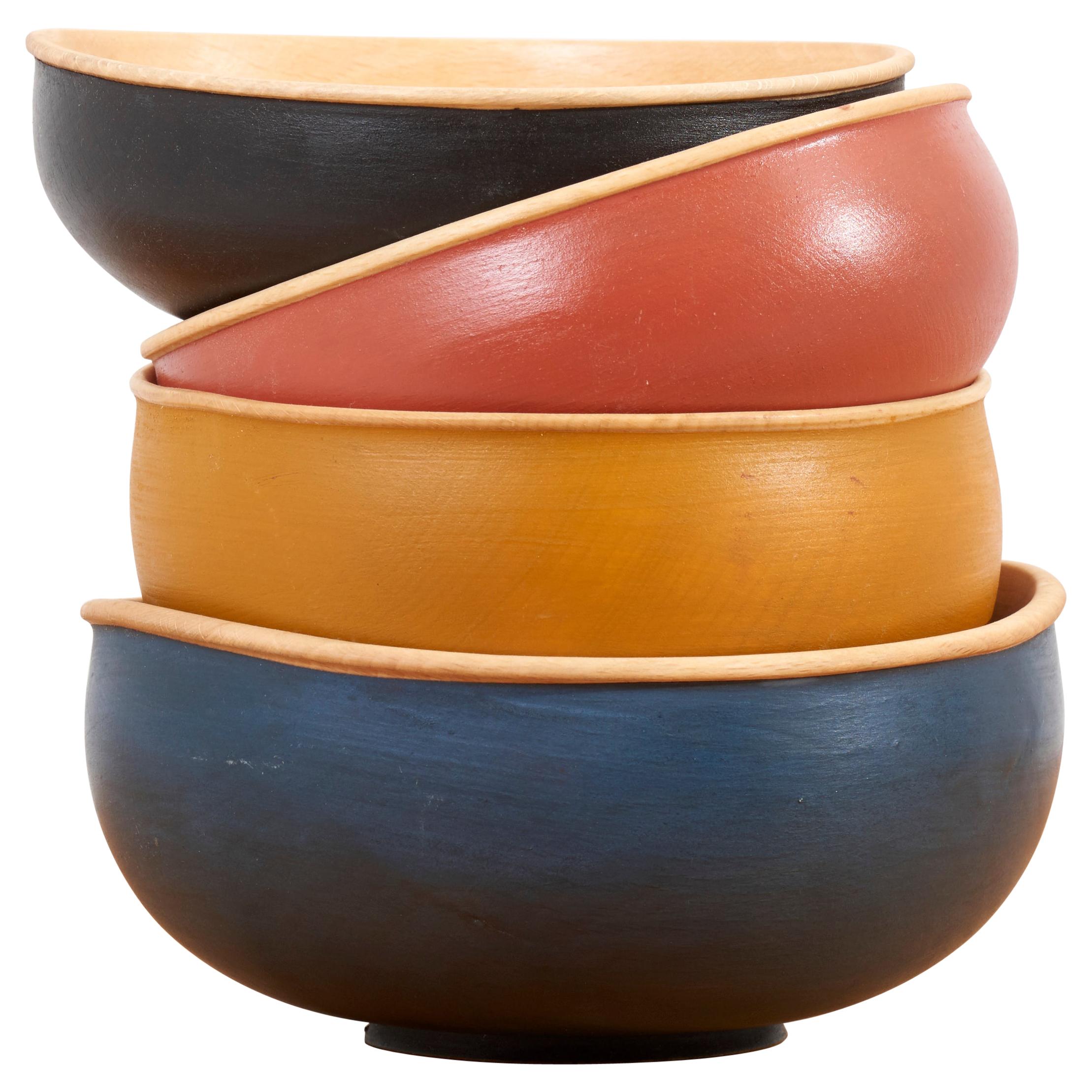 Set of 4 Wooden Bowls by Fabian Fischer, Germany, 2020