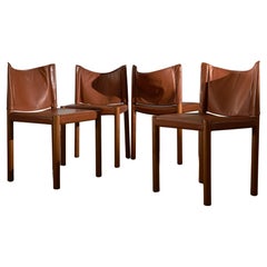 Juego de 4 Sillas de Madera con Respaldo de Piel Desmontable