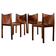 Set of 4 Wooden Chairs with Removable Leather Back