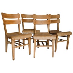 Set of 4 Wooden Midcentury French Bistro Chairs