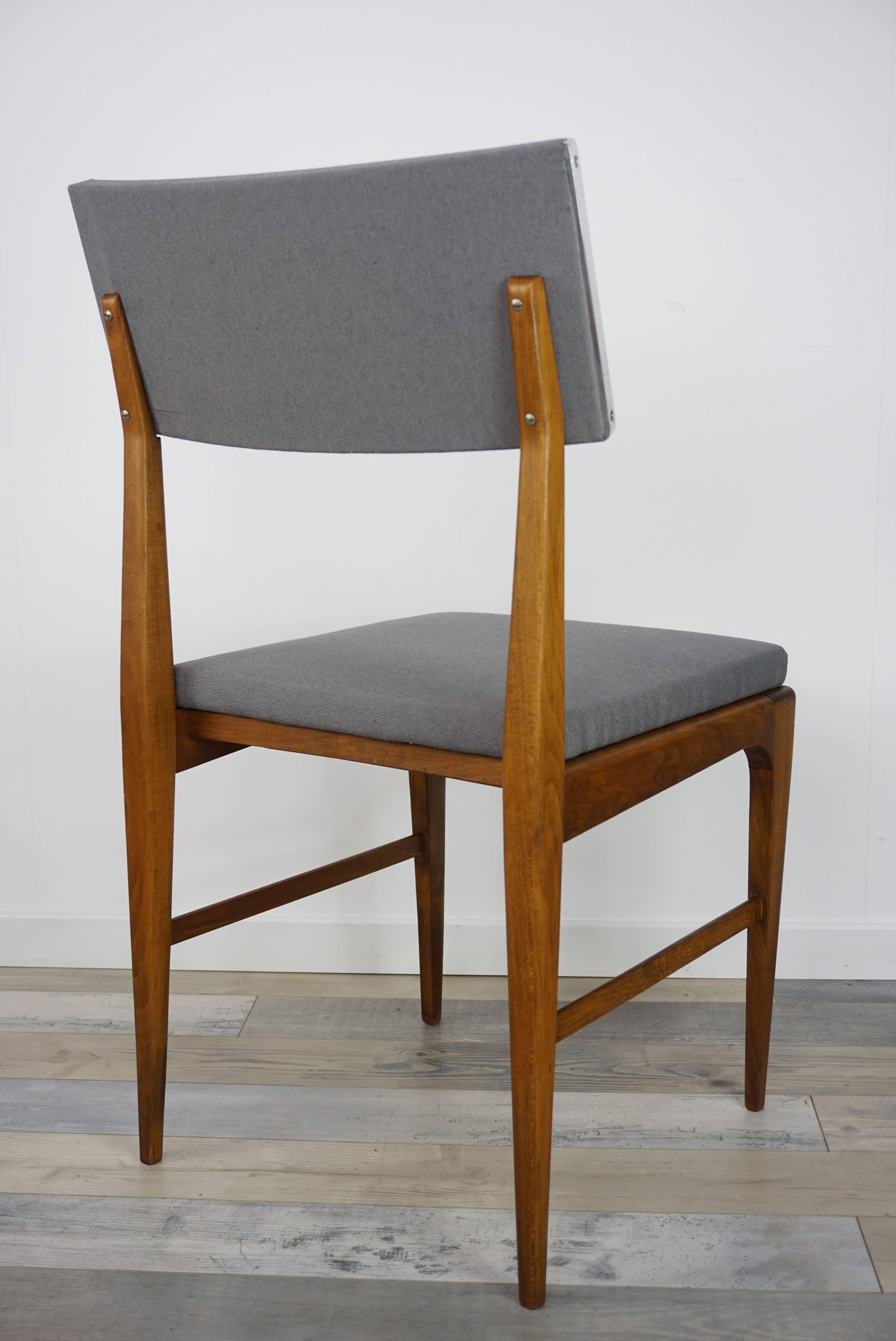 Mid-20th Century Set of Four Wooden Teak and Fabric Scandinavian Style Dutch Design Chairs