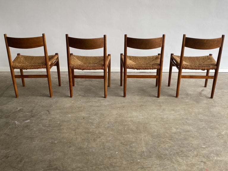 Set of 4 Woven Rush Danish Design Dining Room Chairs in Oak For Sale at ...