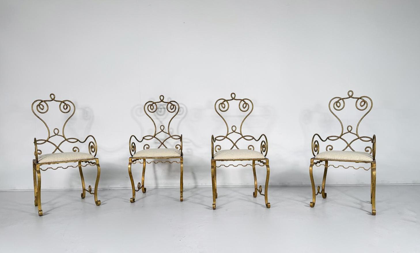Juego de 4 sillones de hierro forjado, años 40 en Bueno estado para la venta en Brussels, BE