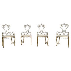 Set of 4 Wrought Iron Armchairs, 1940s