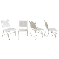 Set of 4 Wrought Iron Art Nouveau French Style Garden Patio Dining Chairs