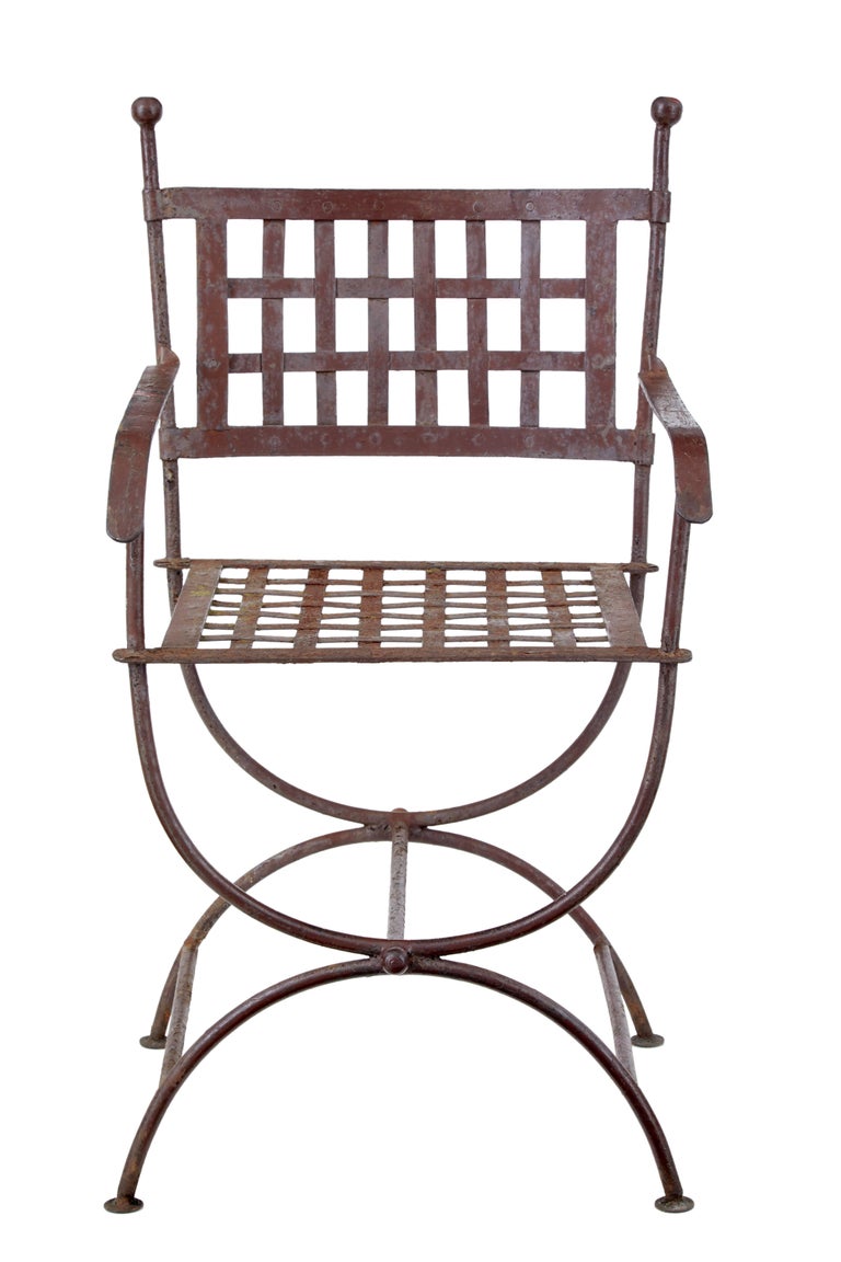 Set of Four Wrought Iron Decorative Garden Chairs at 1stDibs