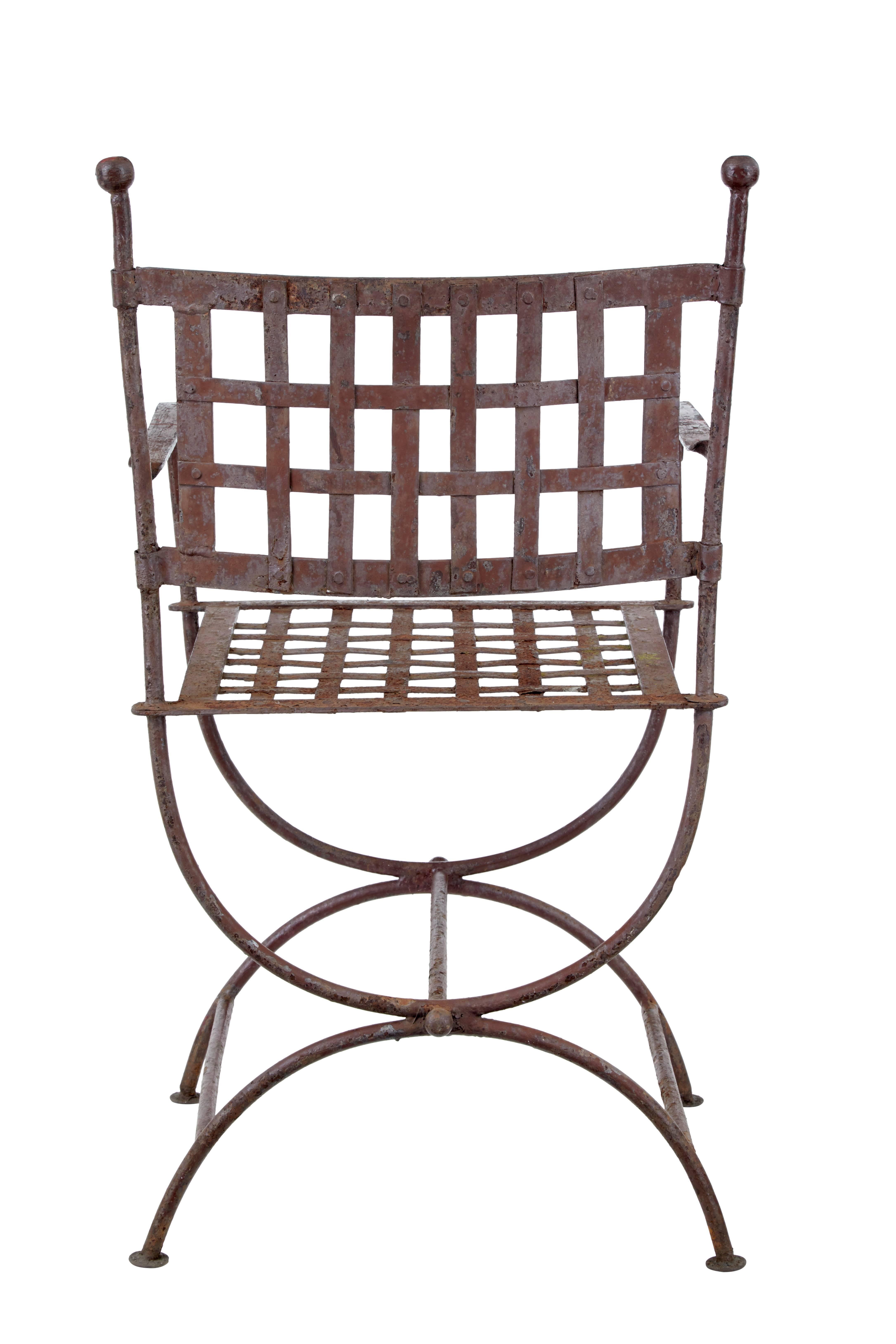 Swedish Set of Four Wrought Iron Decorative Garden Chairs
