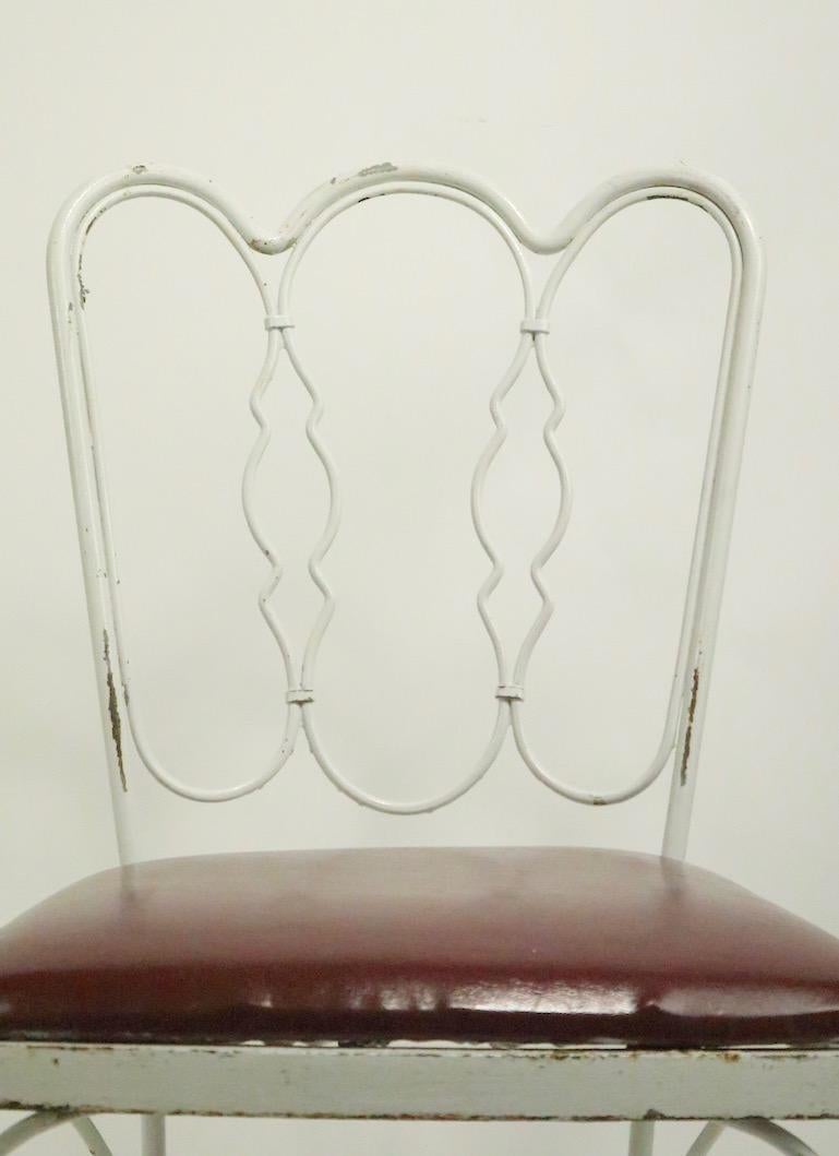 Tappezzeria Set di 4 sedie da pranzo in ferro battuto di Lee Woodard in vendita