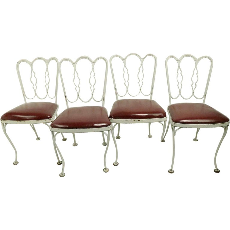 Set of 4 Wrought Iron Dining Chairs by Lee Woodard For Sale at