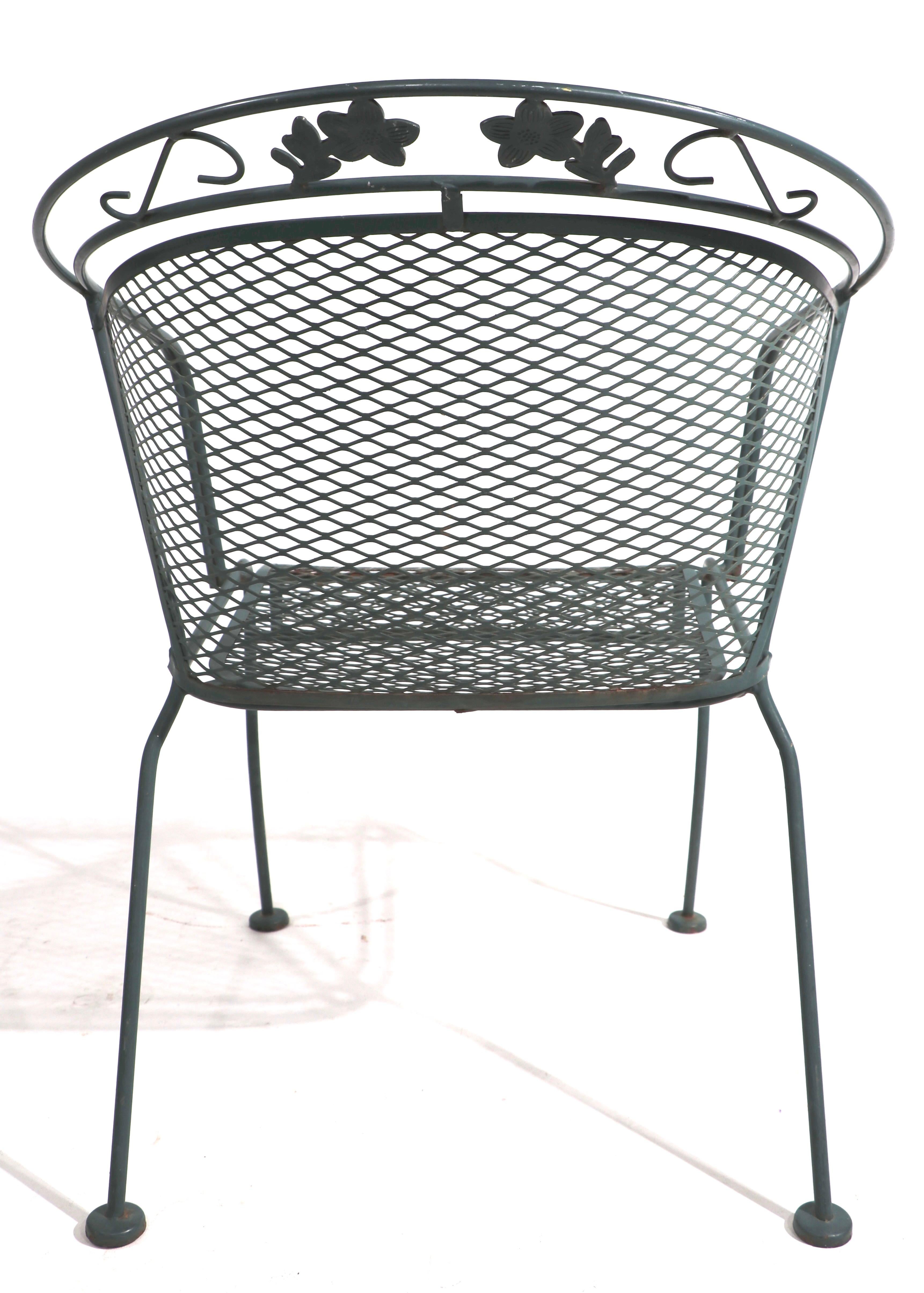 Set of 4 Wrought Iron Garden Patio Poolside Chairs Att. to Woodard 2