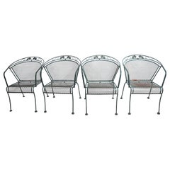 Set of 4 Wrought Iron Garden Patio Poolside Chairs Att. to Woodard