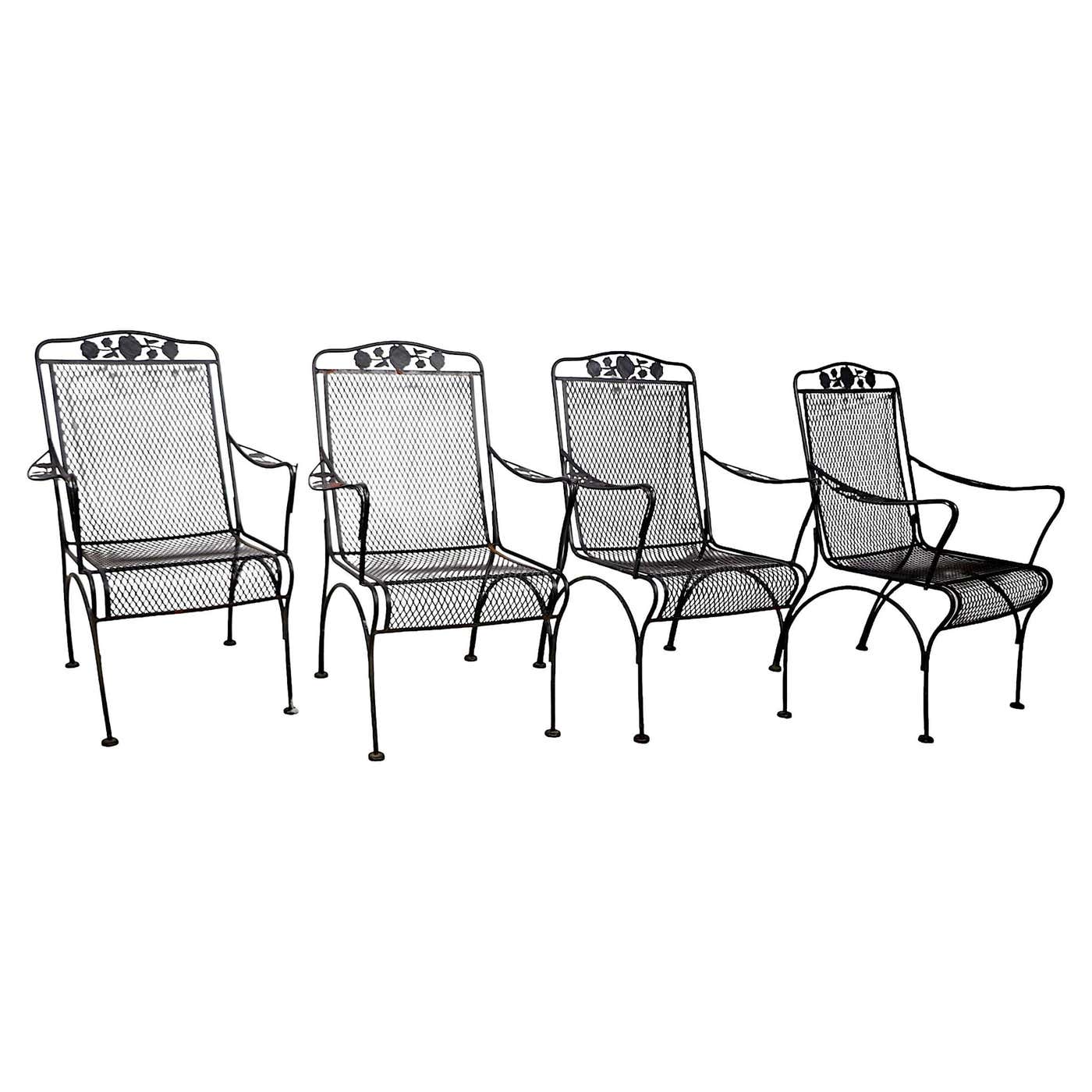 Set of 4 Wrought Iron Garden Patio Poolside Meadowcraft Briarwood