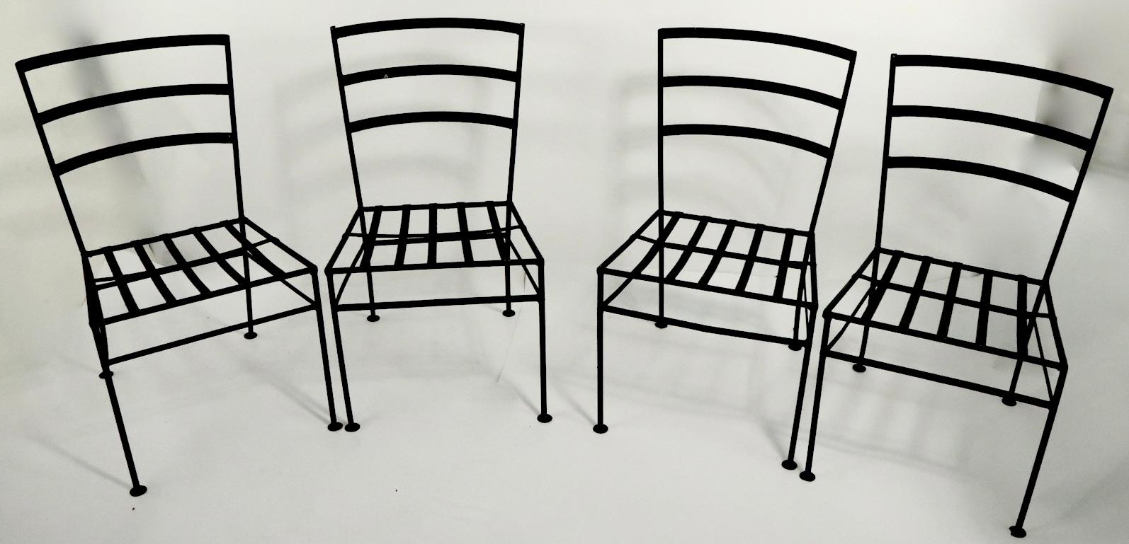 Set of 4 Wrought Iron Patio Dining Chairs After Nelson for Arbuk 4