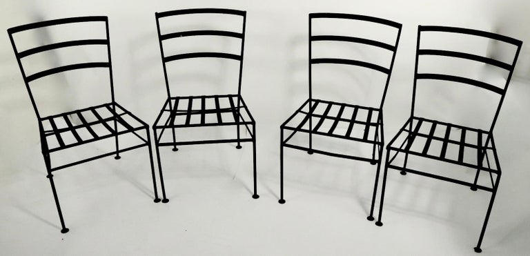Set of 4 Wrought Iron Patio Dining Chairs After Nelson for Arbuk For Sale 5
