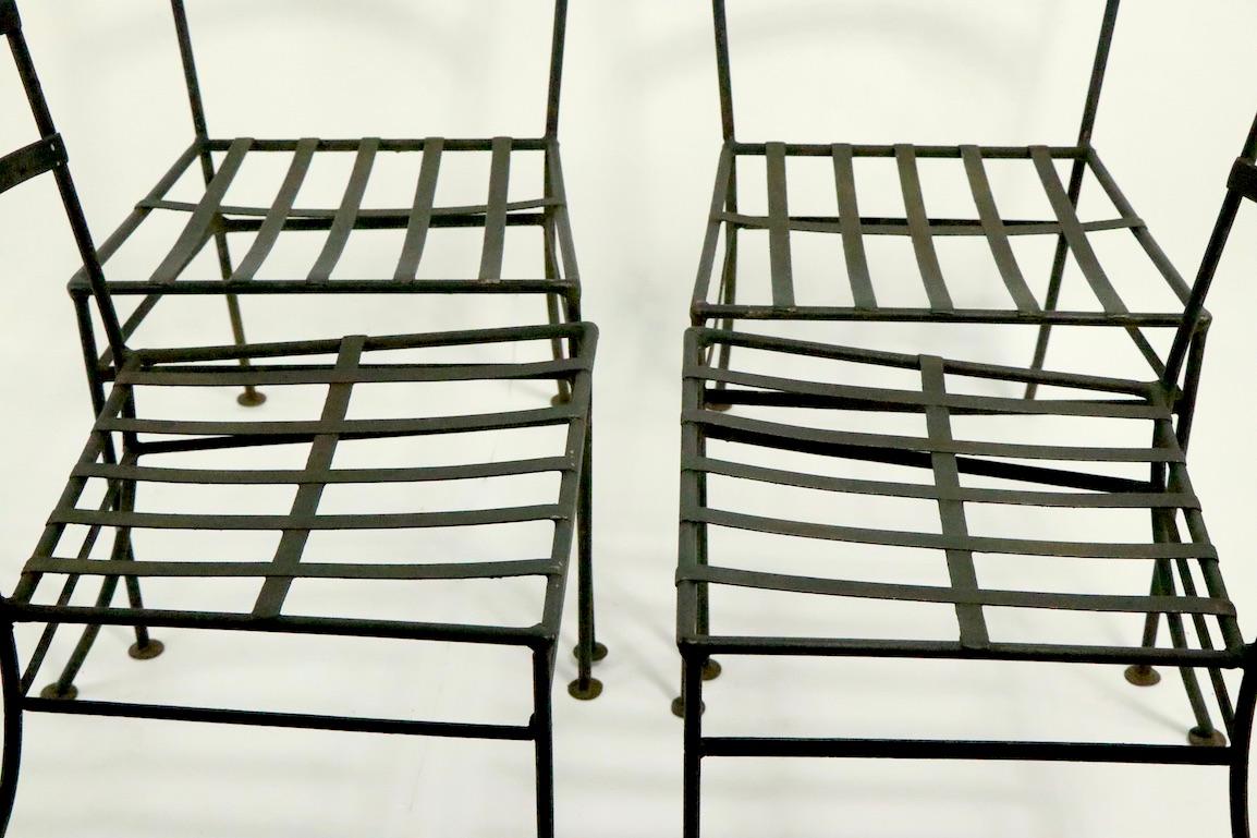 Set of 4 Wrought Iron Patio Dining Chairs After Nelson for Arbuk 6