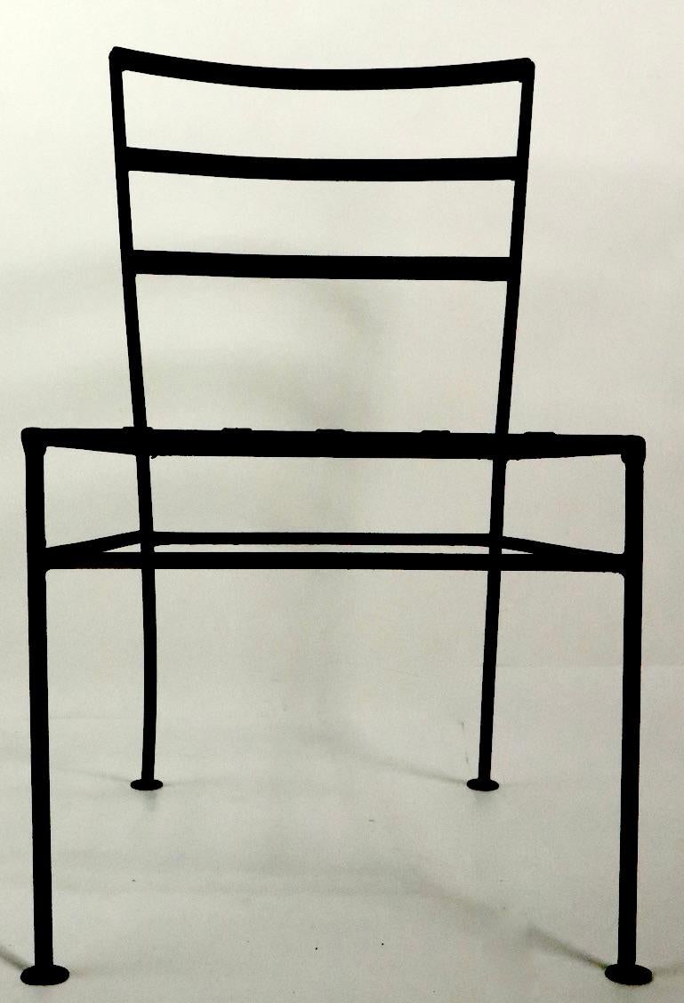 Mid-Century Modern Set of 4 Wrought Iron Patio Dining Chairs After Nelson for Arbuk