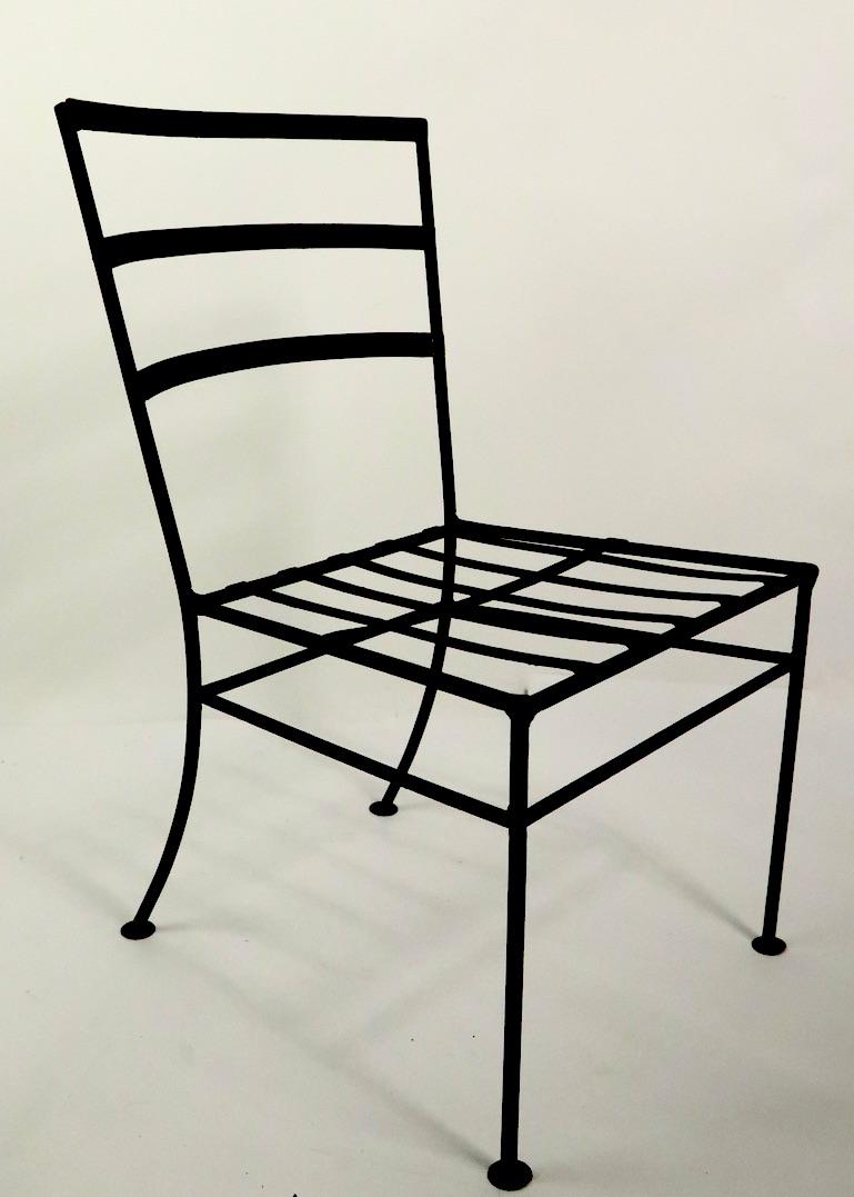 20th Century Set of 4 Wrought Iron Patio Dining Chairs After Nelson for Arbuk