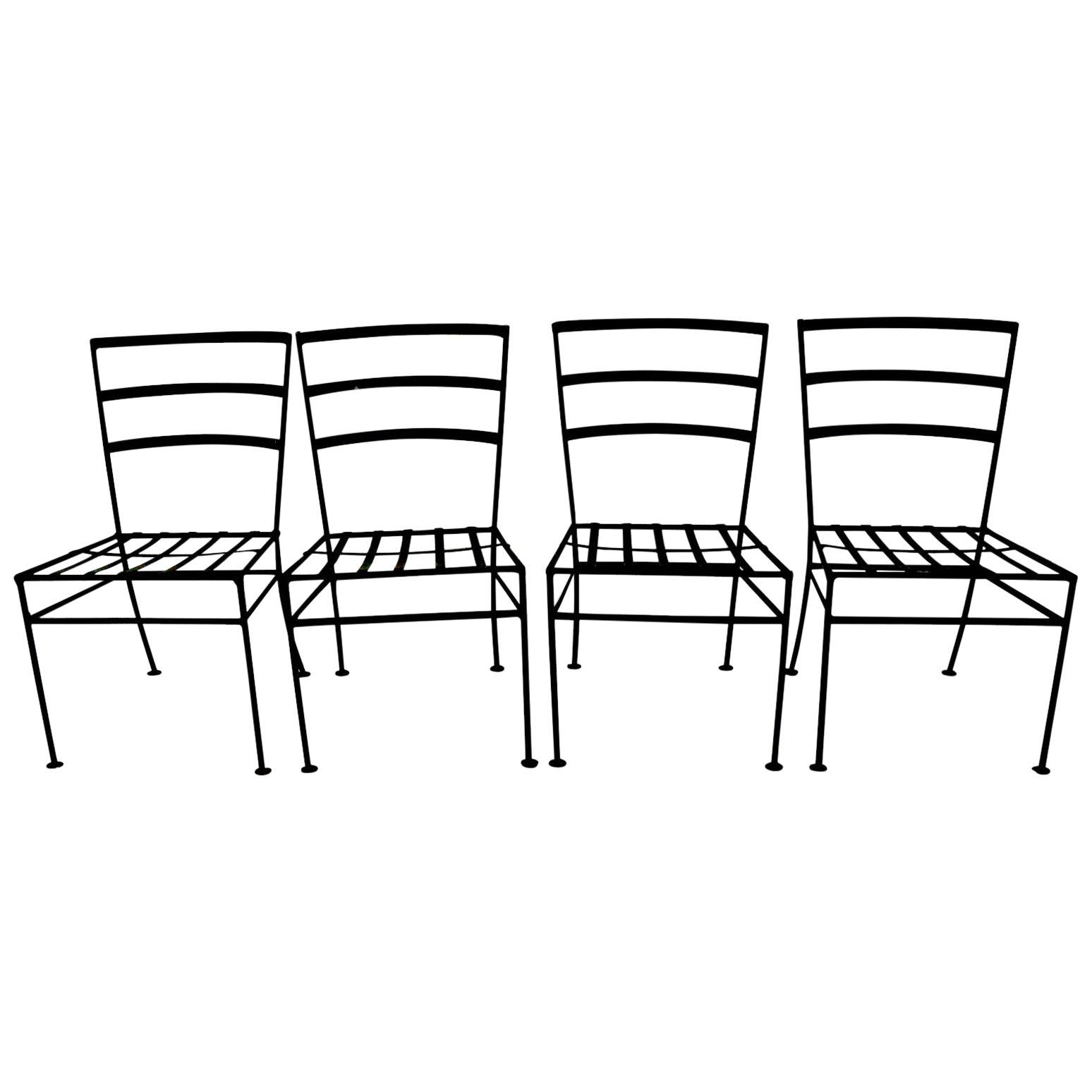 Set of 4 Wrought Iron Patio Dining Chairs After Nelson for Arbuk