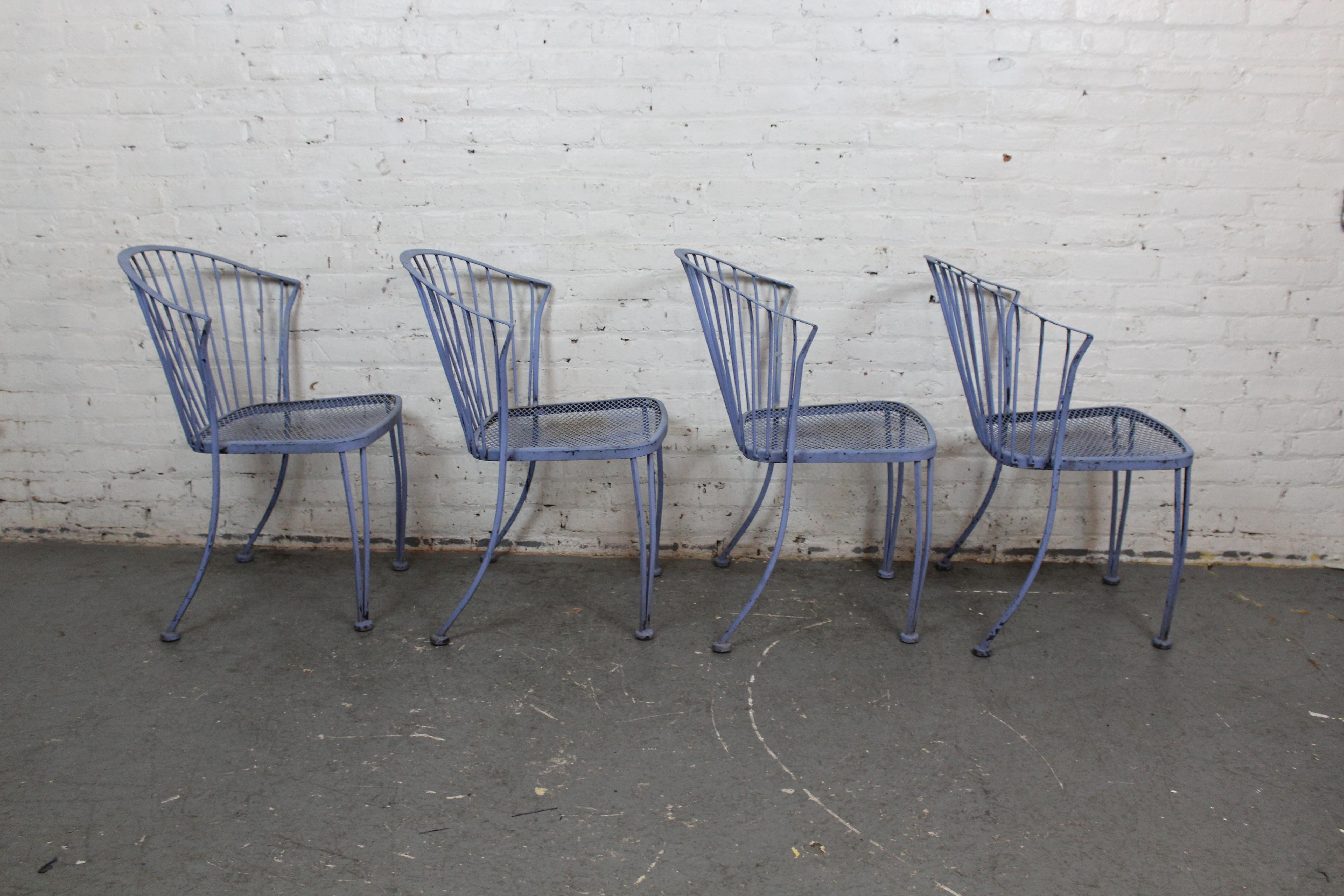 20th Century Set of 4 Wrought Iron 
