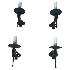 Set of 4 Wrought Iron Wall Lights, circa 1940