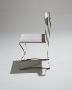 Set of 4 "X" Chairs in Steel and Velvet, Maria Pergay, 1970s