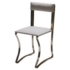 Set of 4 "X" Chairs in Steel and Velvet, Maria Pergay, 1970s