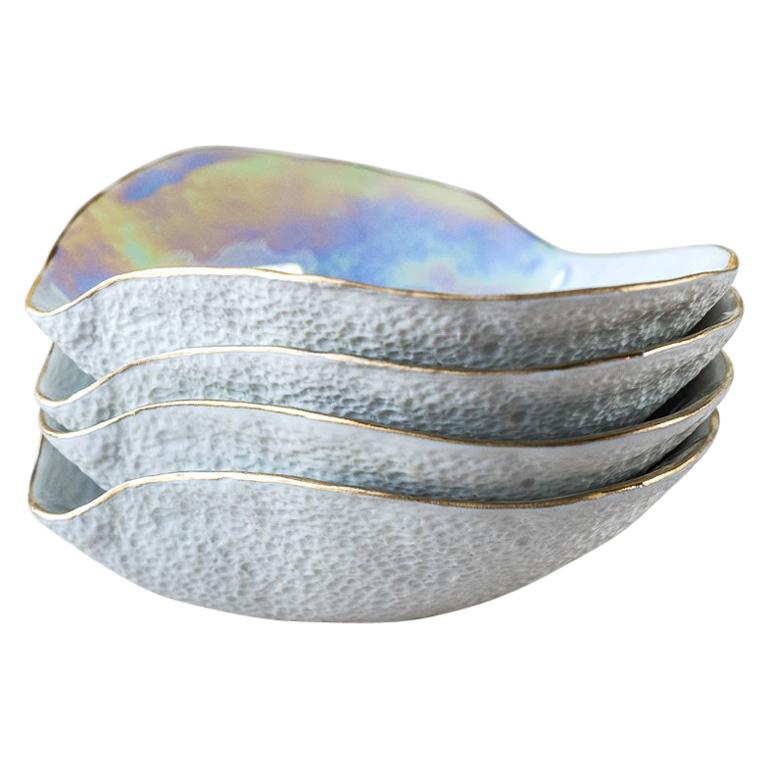 set of 4 x Indulge nº2 / iridescent / side dish - handmade porcelain tableware