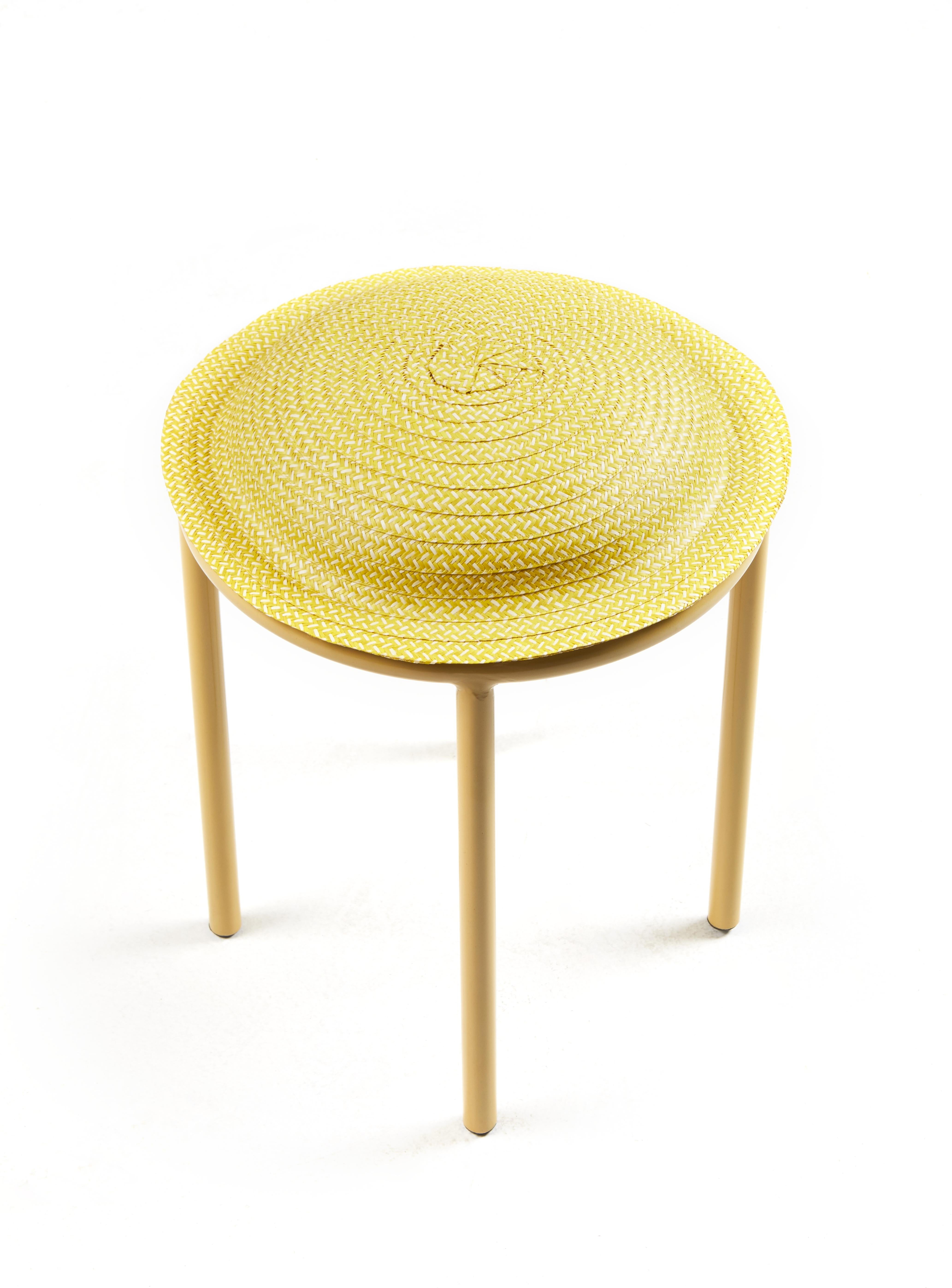 Modern Set of 4 Yellow Cana Stool by Pauline Deltour For Sale