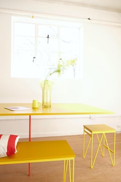 Set of 4 Yellow Colour Play Steel and Wood Stools - Customisible