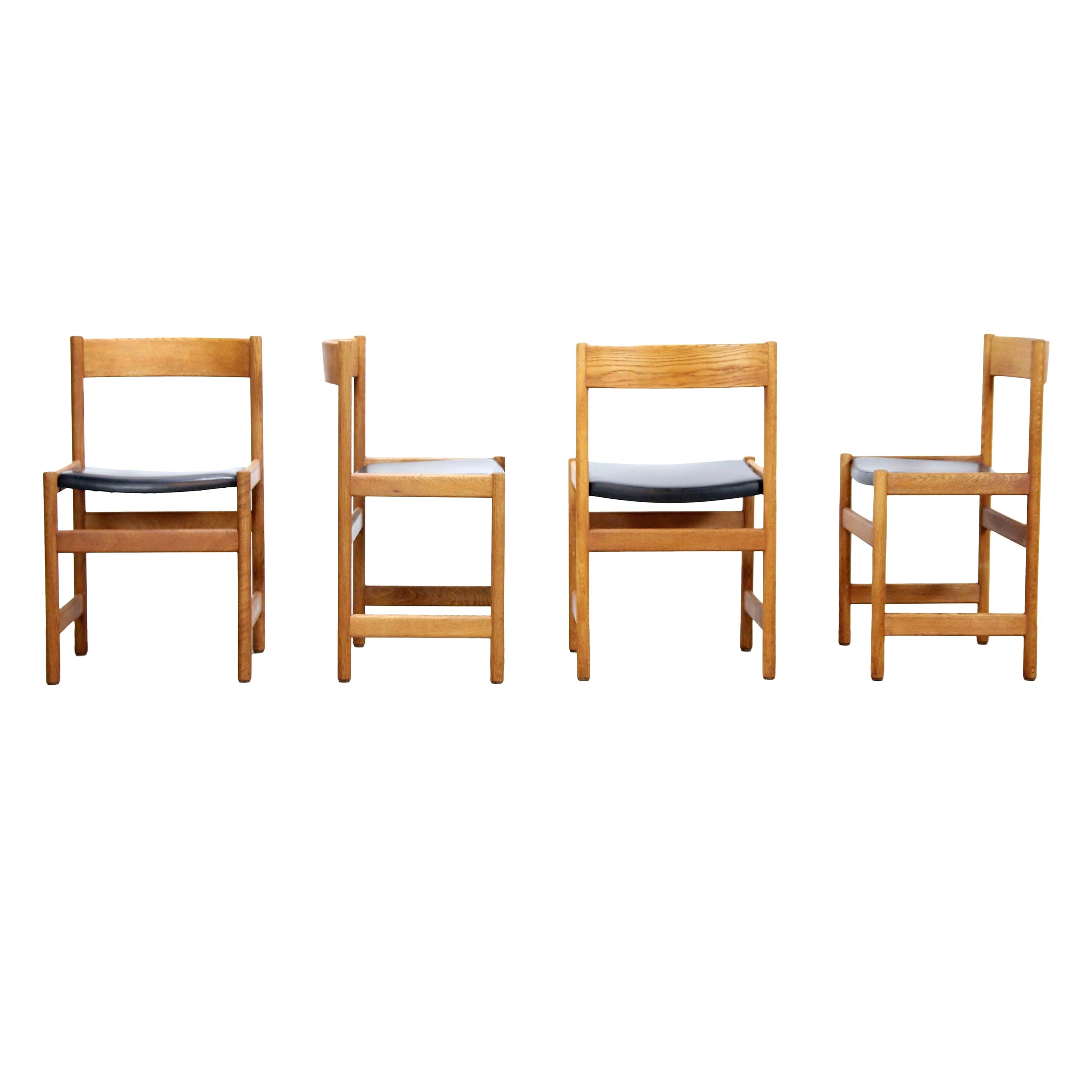 Set of 4 Yngvar Sandström Dining Room Chairs in Solid Oak by Nordiska Kompaniet