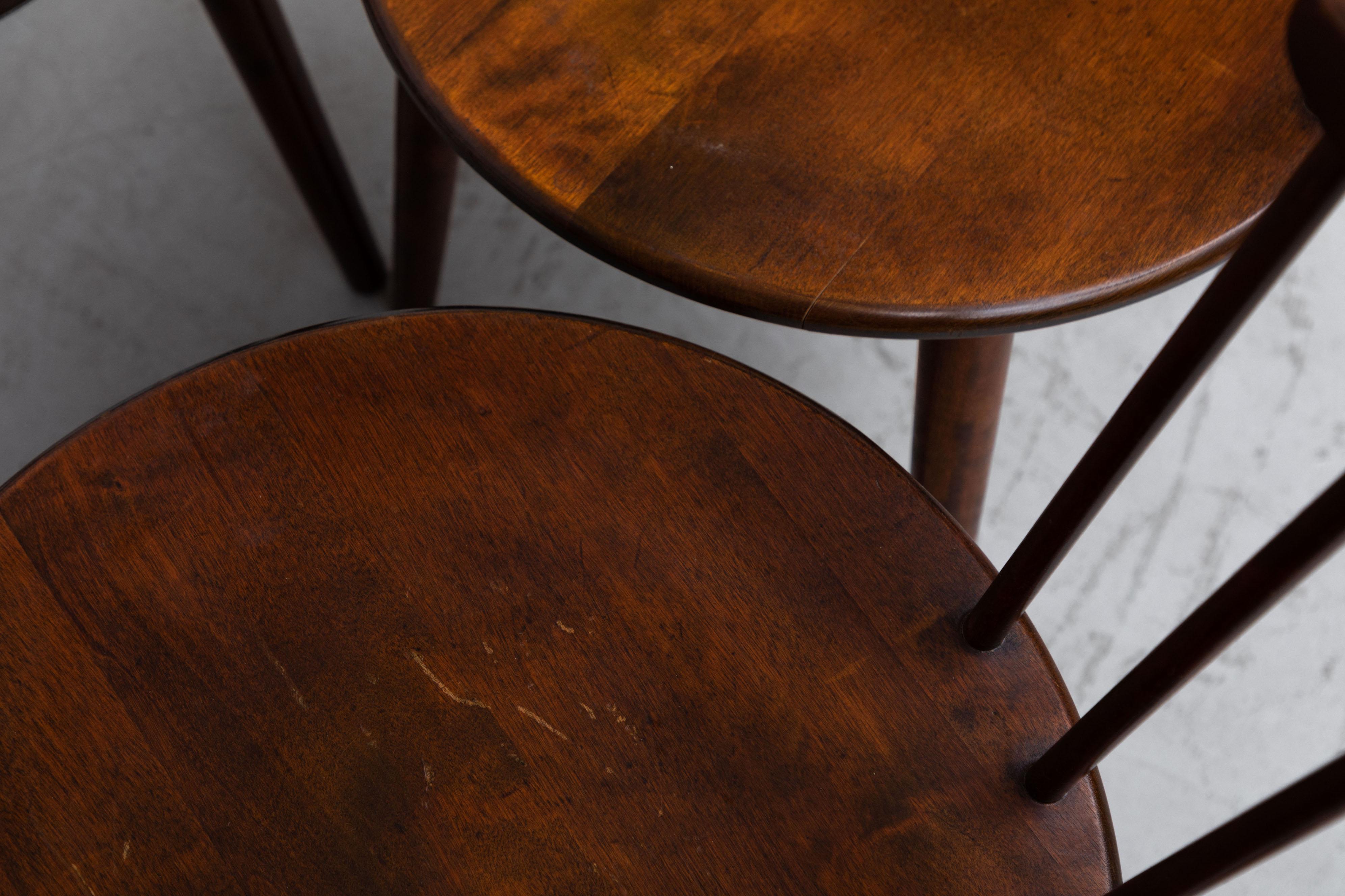 Set of 4 Yngve Ekstrom for Nesto V9 Spindle Back Chairs 5