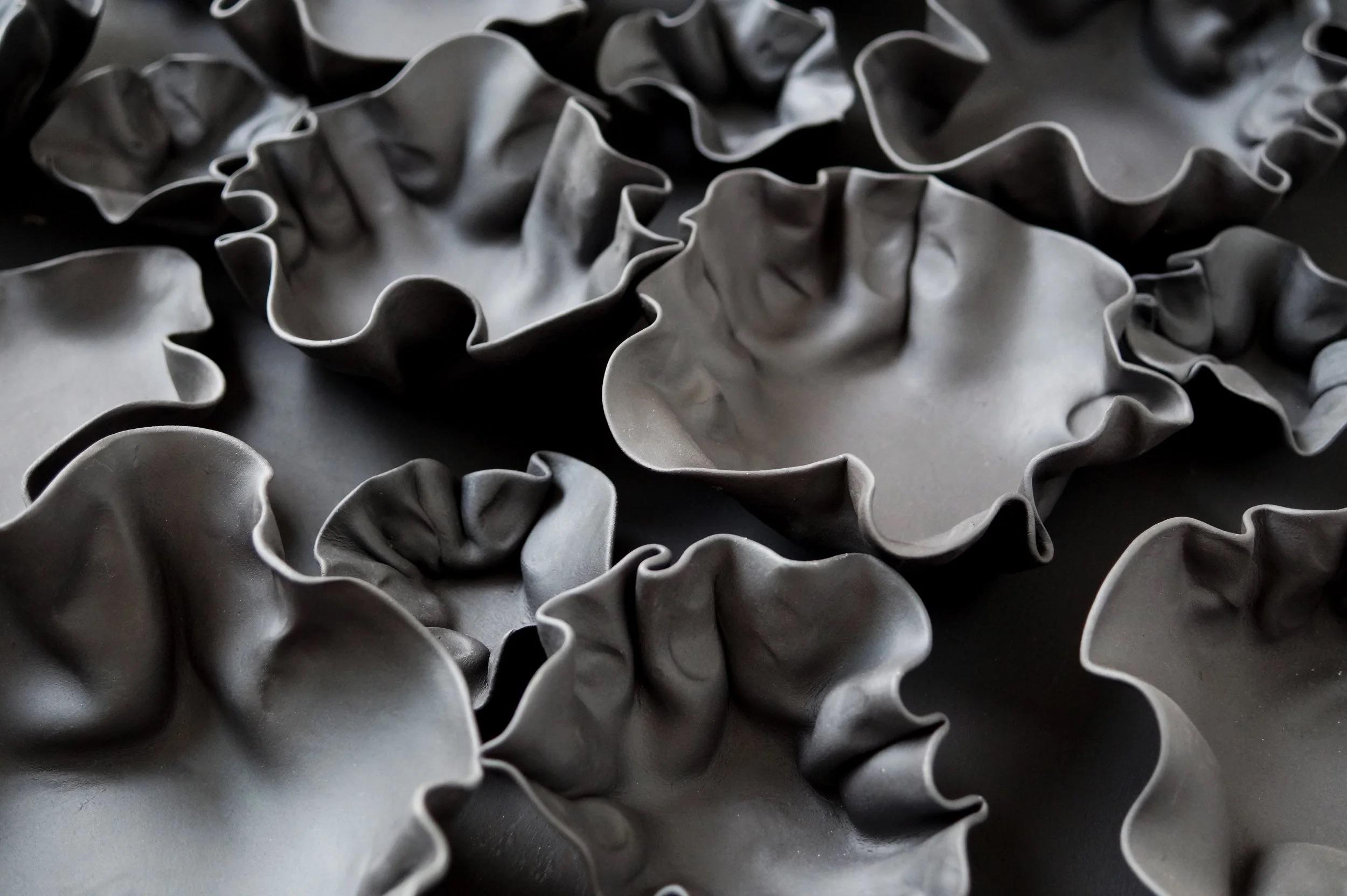 Other Set Of 40 Wall Sculpture in Matte Black Porcelain by Natalya Sevastyanova For Sale