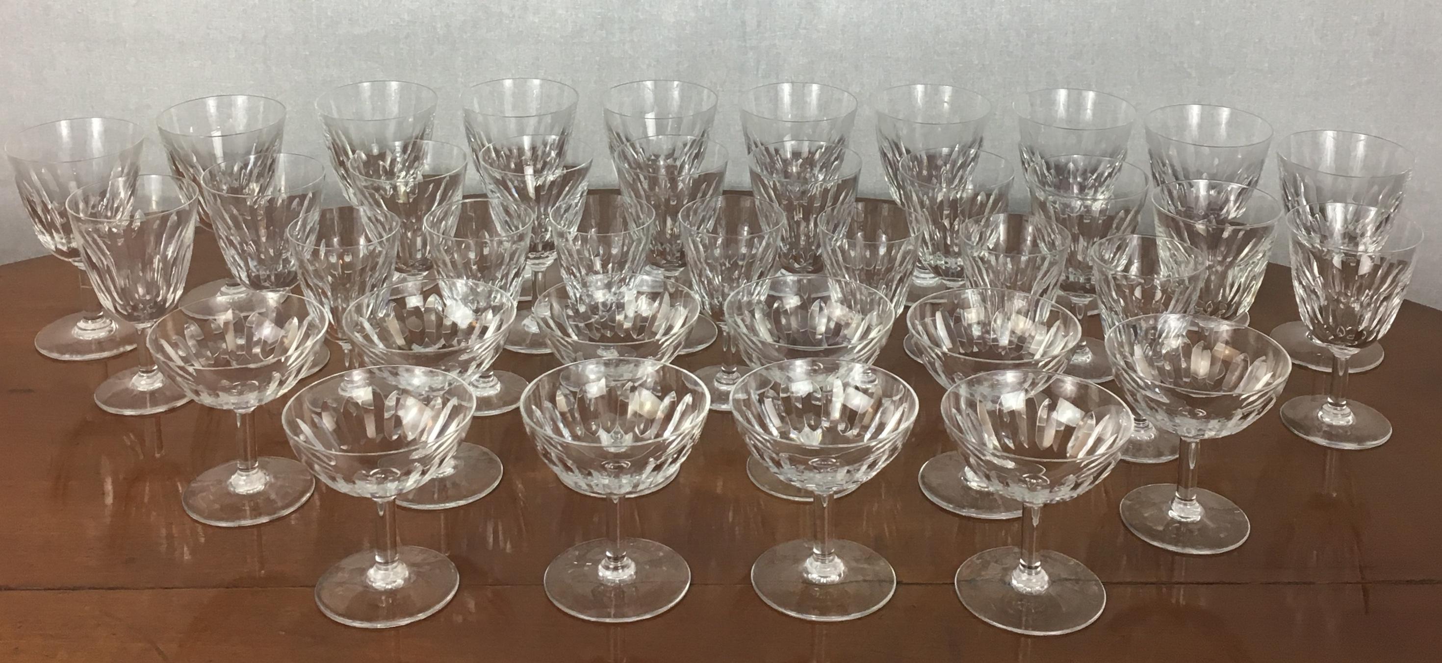 Set of 46 Baccarat Crystal 'Verone' Pattern Glasses, circa 1950s 6