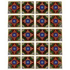 Set of 48 Antique English "Minton Hollins & Co." Porcelain Tiles, Circa 1870.