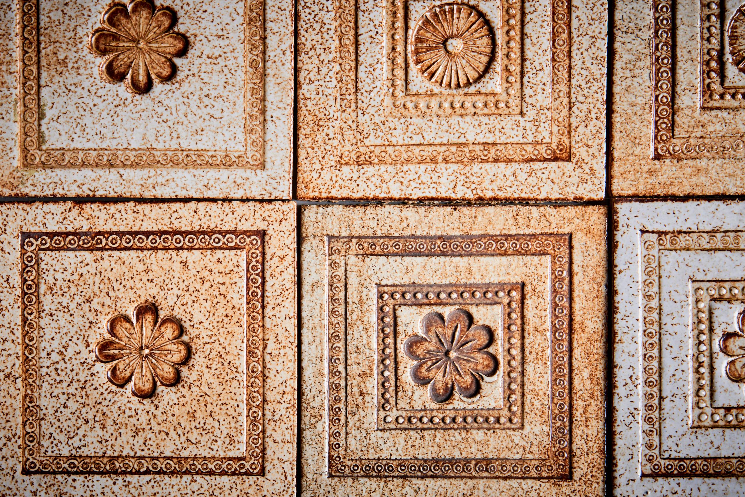 French Set of 48 ceramic tiles by Roger Capron, France - 1970s