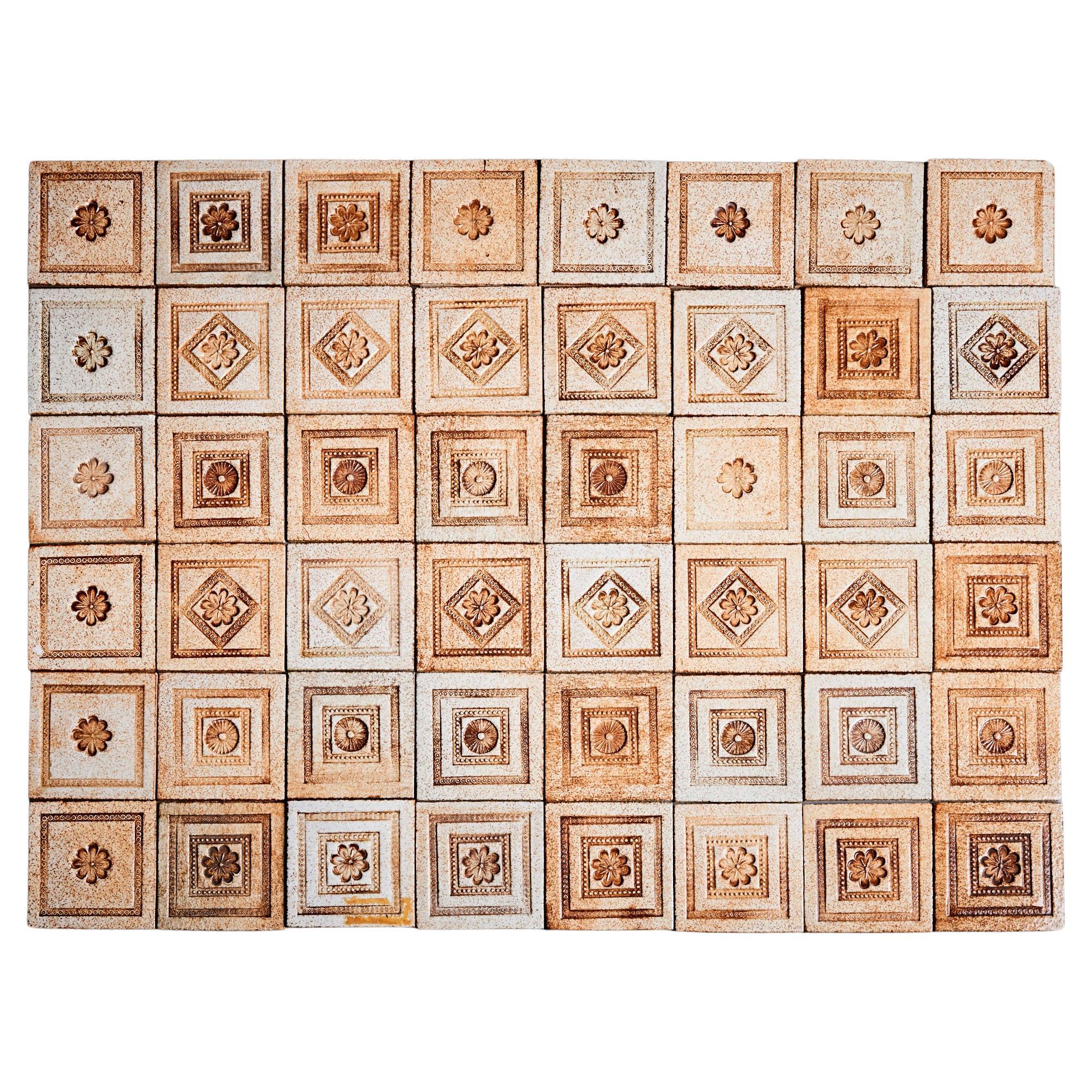 Set of 48 ceramic tiles by Roger Capron, France - 1970s  For Sale