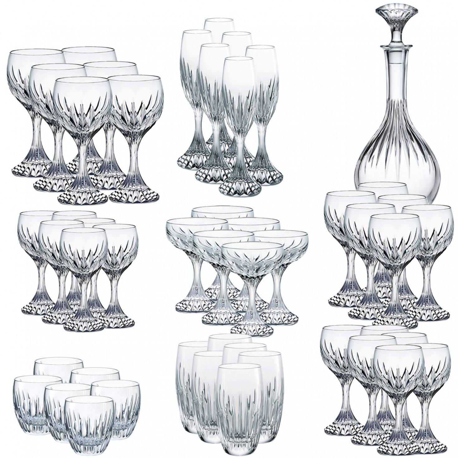 Set of 49 Exquise Baccarat Massena Crystal Pieces, France, 1990 For Sale 1