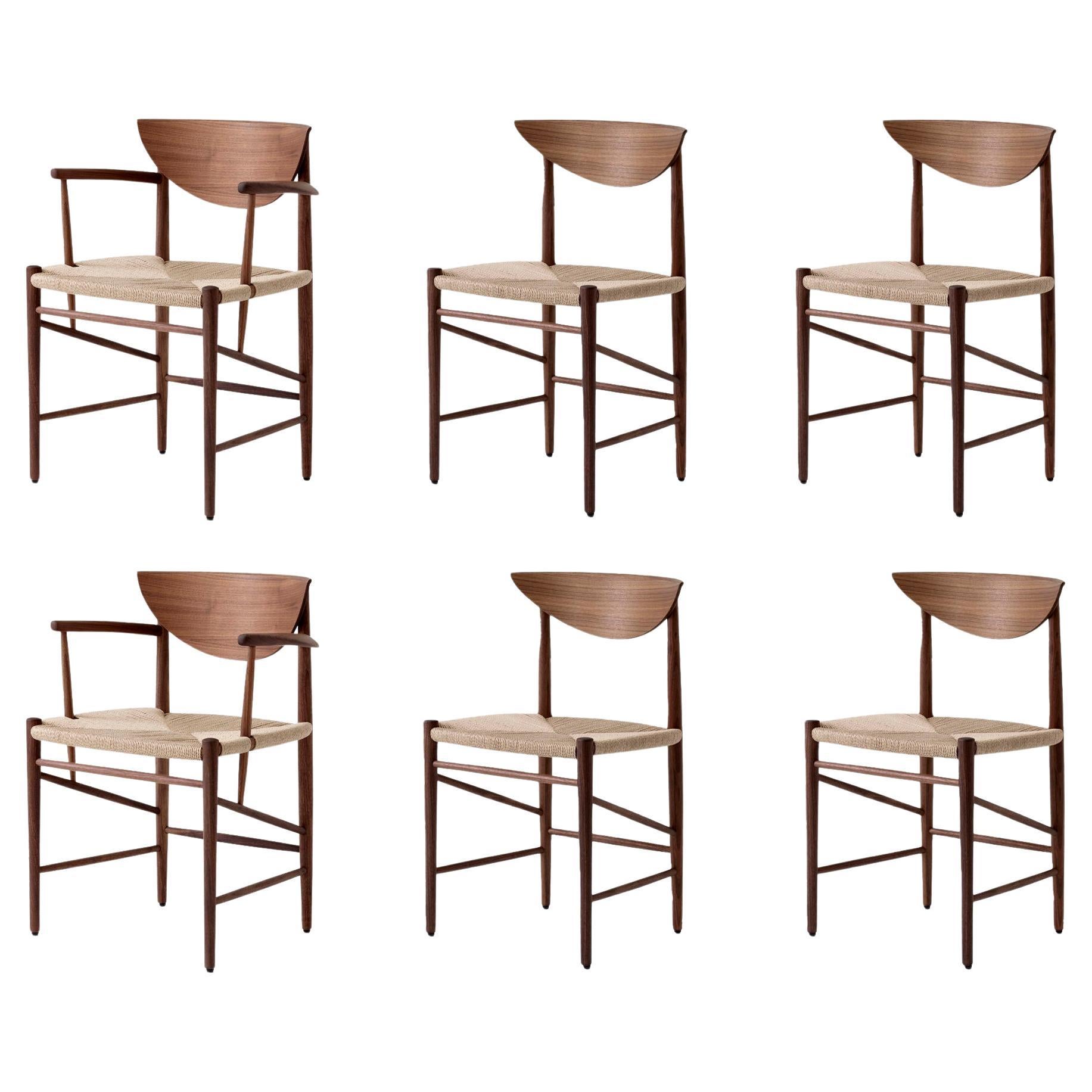 Set of 4HM3 & 2HM4 Drawn Chairs , Oiled Walnut by Hvidt &Mølgaard for &Tradition