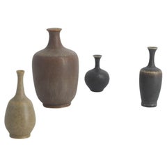 Set of 4Small MidCentury Swedish Modern Collectible Brown&Beige Stoneware Vases 