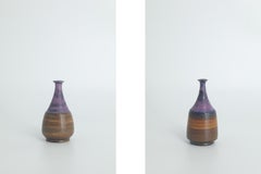 Set of 4Small MidCentury Swedish Modern Collectible Brown&Purple Stoneware Vases