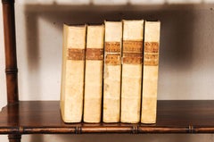 Set of 5 18th Century Italian Vellum Bound Books in Cream Color